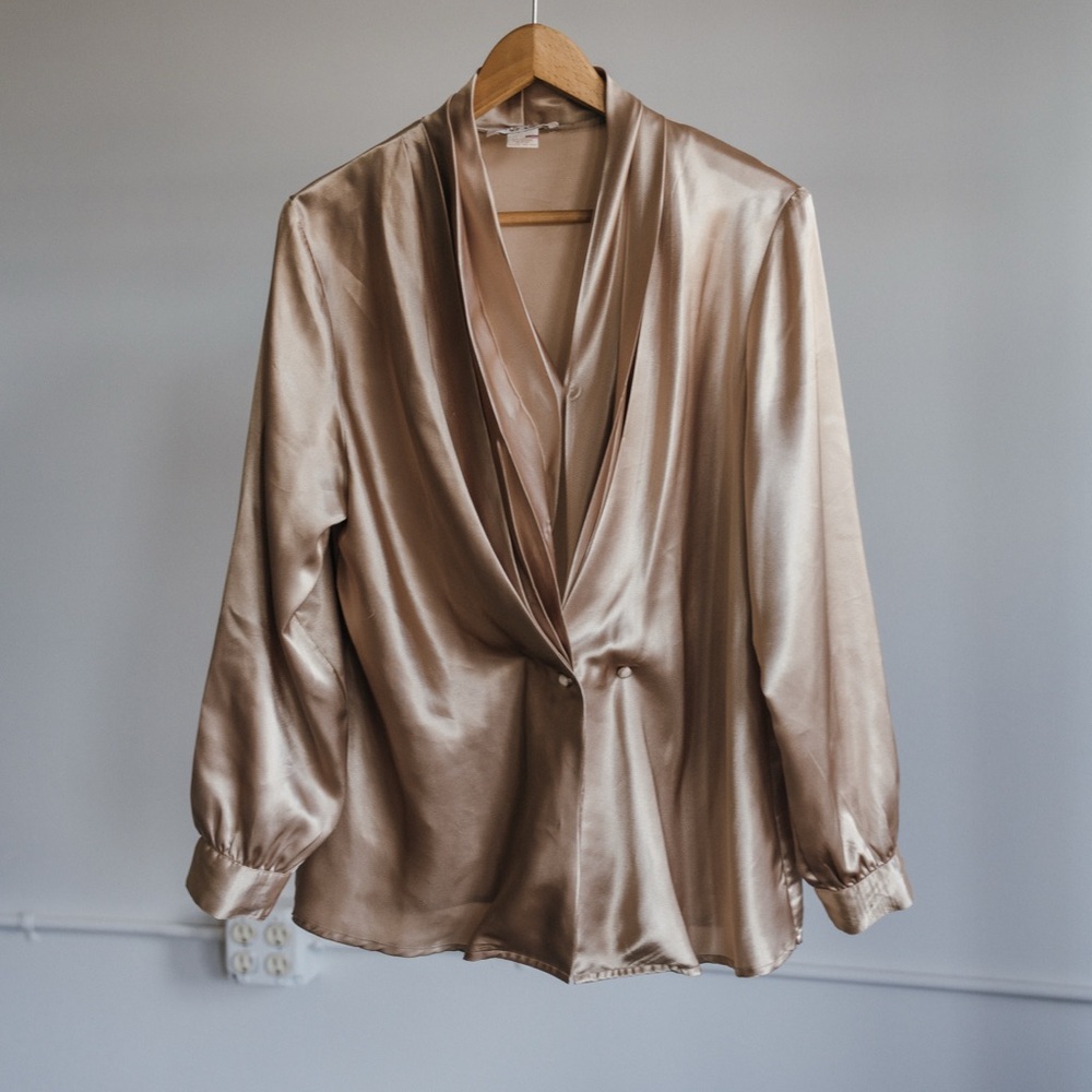Metro Satin Blouse in Beige